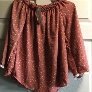 Mauve off the shoulder blouse